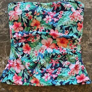 Tommy Bahama Navy Tropical Floral Bandeau Tankini